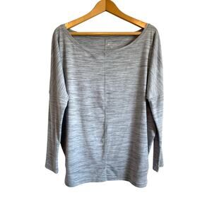 Athleta Flow Top Essence Spacedye gray lightweight long sleeve Size M